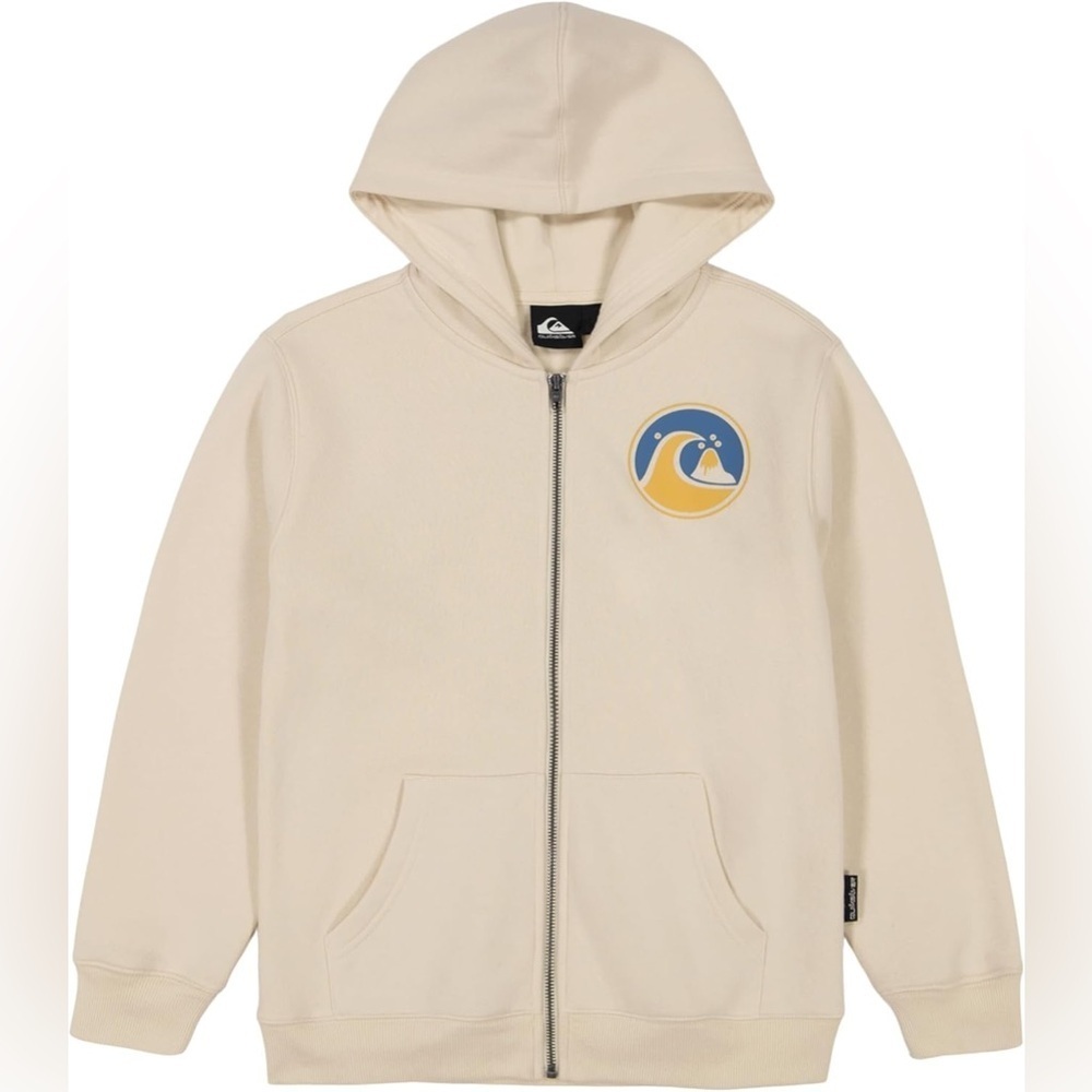 Quiksilver Boys Youth Cream Zip Up Sz Large Retail $48